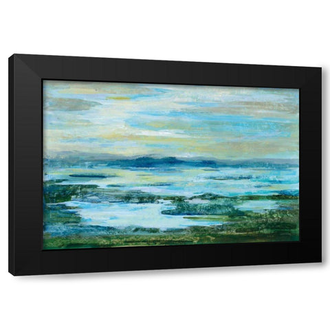Northern Lake Green Black Modern Wood Framed Art Print by Vassileva, Silvia
