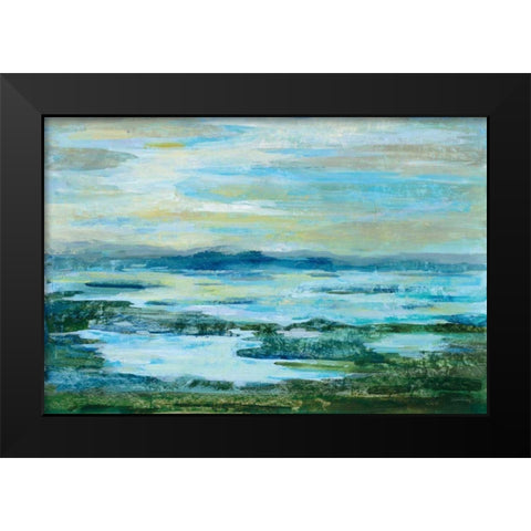 Northern Lake Green Black Modern Wood Framed Art Print by Vassileva, Silvia
