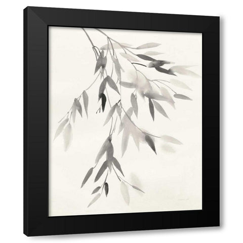 Bamboo Leaves IV Black Modern Wood Framed Art Print with Double Matting by Nai, Danhui