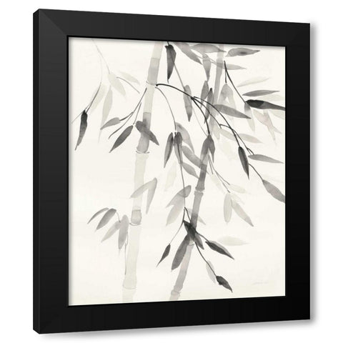 Bamboo Leaves V Black Modern Wood Framed Art Print with Double Matting by Nai, Danhui