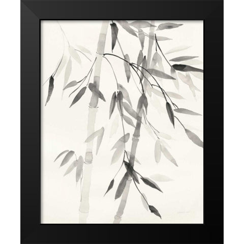 Bamboo Leaves V Black Modern Wood Framed Art Print by Nai, Danhui