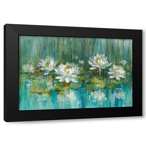 Water Lily Pond v2 Crop Black Modern Wood Framed Art Print with Double Matting by Nai, Danhui