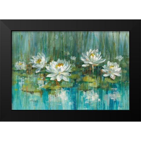 Water Lily Pond v2 Crop Black Modern Wood Framed Art Print by Nai, Danhui