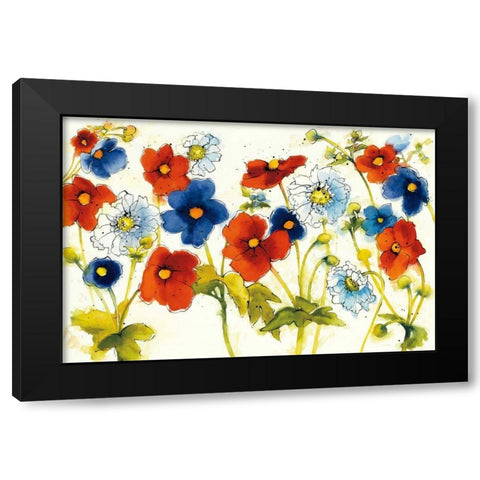 Independent Blooms I Black Modern Wood Framed Art Print with Double Matting by Novak, Shirley