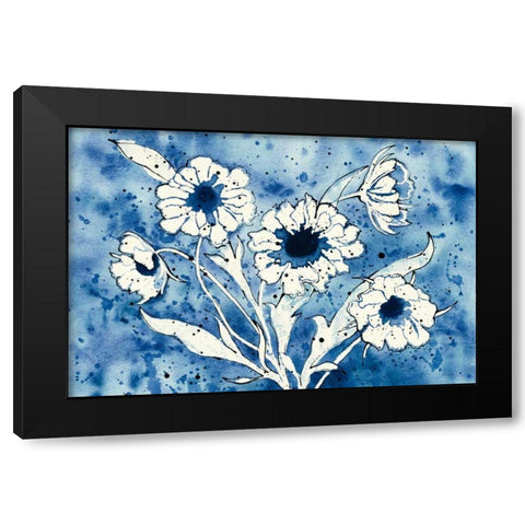 Batik Flowers Crop Black Modern Wood Framed Art Print by Novak, Shirley