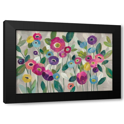 Fairy Tale Flowers V Pink Black Modern Wood Framed Art Print by Vassileva, Silvia