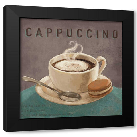 Coffee and Co I Teal and Gray Black Modern Wood Framed Art Print with Double Matting by Penner, Janelle