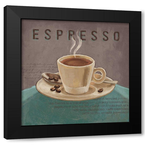 Coffee and Co III Teal and Gray Black Modern Wood Framed Art Print by Penner, Janelle