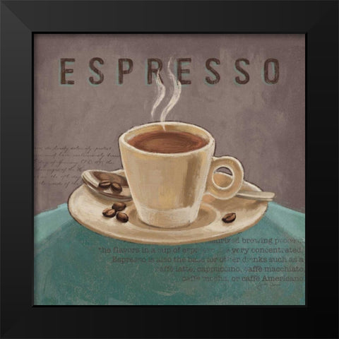 Coffee and Co III Teal and Gray Black Modern Wood Framed Art Print by Penner, Janelle