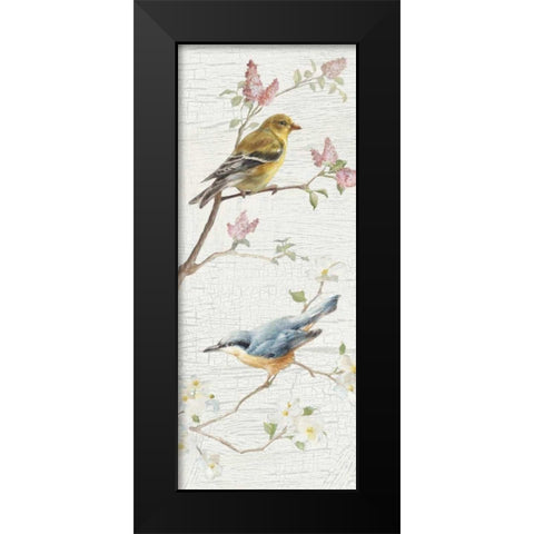 Vintage Birds Panel I Black Modern Wood Framed Art Print by Nai, Danhui