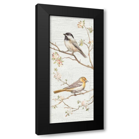 Vintage Birds Panel II Black Modern Wood Framed Art Print with Double Matting by Nai, Danhui