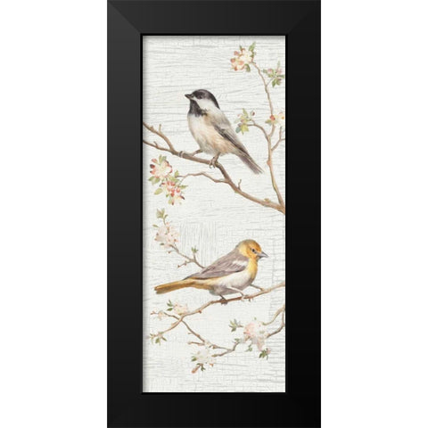 Vintage Birds Panel II Black Modern Wood Framed Art Print by Nai, Danhui