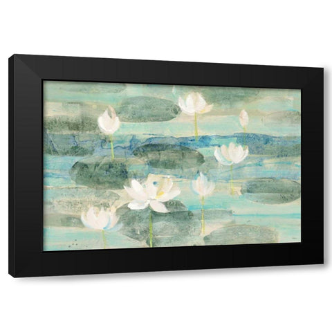 Water Lilies Bright Black Modern Wood Framed Art Print with Double Matting by Hristova, Albena