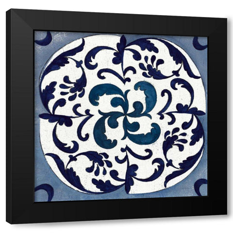 Coast Lines I Indigo and Cream Black Modern Wood Framed Art Print by Vassileva, Silvia