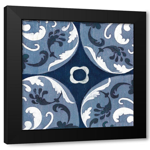 Coast Lines II Indigo and Cream Black Modern Wood Framed Art Print by Vassileva, Silvia