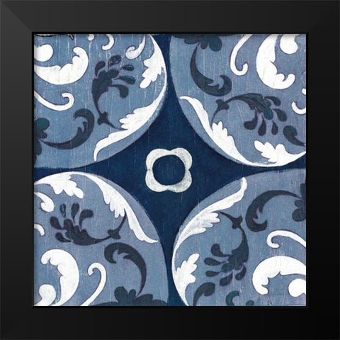 Coast Lines II Indigo and Cream Black Modern Wood Framed Art Print by Vassileva, Silvia