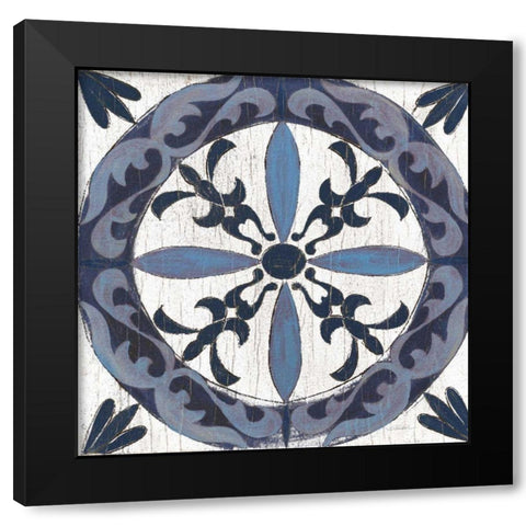 Downtown II Indigo and Cream Black Modern Wood Framed Art Print by Vassileva, Silvia