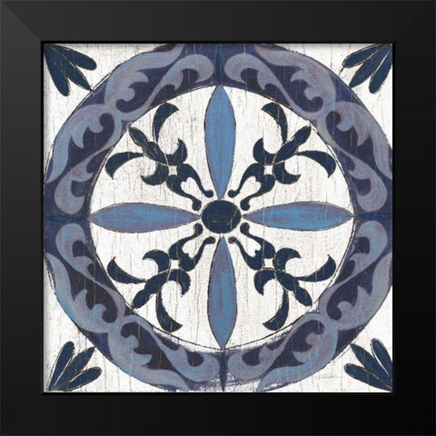 Downtown II Indigo and Cream Black Modern Wood Framed Art Print by Vassileva, Silvia