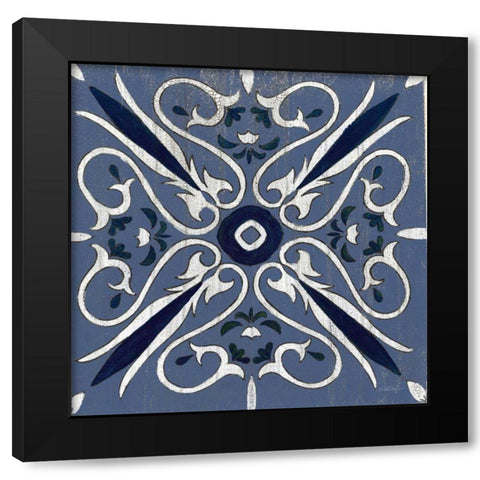 Oxford I Indigo and Cream Black Modern Wood Framed Art Print by Vassileva, Silvia