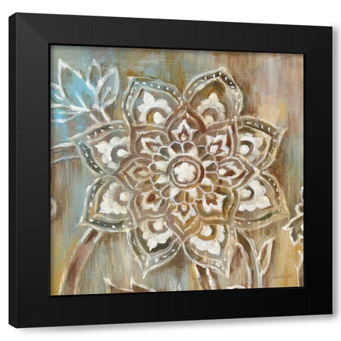 Henna II Black Modern Wood Framed Art Print with Double Matting by Nai, Danhui