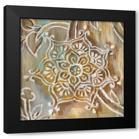 Henna III Black Modern Wood Framed Art Print with Double Matting by Nai, Danhui