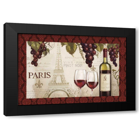 Wine in Paris I Damask Border Black Modern Wood Framed Art Print by Penner, Janelle