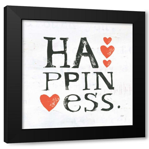Happiness Black Modern Wood Framed Art Print with Double Matting by Day, Kellie