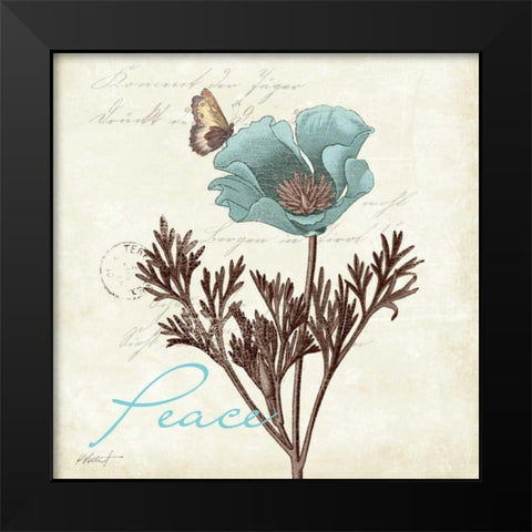 Touch of Blue I - Peace Black Modern Wood Framed Art Print by Pertiet, Katie