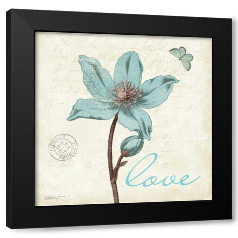 Touch of Blue IV - Love Black Modern Wood Framed Art Print with Double Matting by Pertiet, Katie