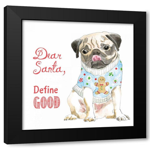 Glamour Pups Christmas IV Black Modern Wood Framed Art Print by Grove, Beth