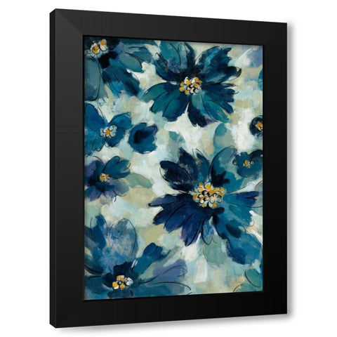 Inky Floral I Black Modern Wood Framed Art Print by Vassileva, Silvia