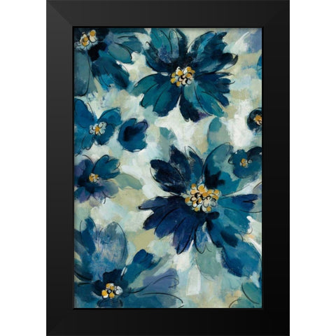 Inky Floral I Black Modern Wood Framed Art Print by Vassileva, Silvia
