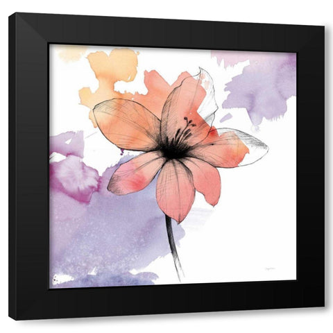 Watercolor Graphite Flower II Black Modern Wood Framed Art Print with Double Matting by Tillmon, Avery