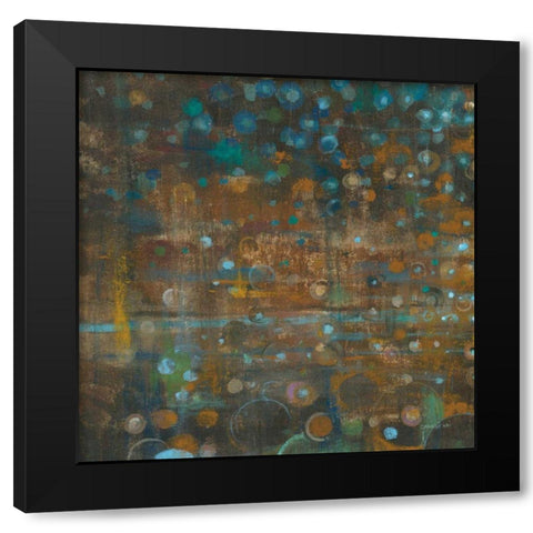 Blue and Bronze Dots IX Black Modern Wood Framed Art Print with Double Matting by Nai, Danhui