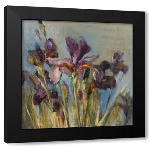 Spring Iris I Black Modern Wood Framed Art Print with Double Matting by Nai, Danhui