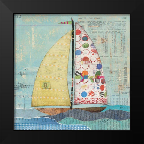 At the Regatta I Sail Sq Black Modern Wood Framed Art Print by Prahl, Courtney