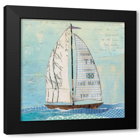 At the Regatta III Sail Sq Black Modern Wood Framed Art Print by Prahl, Courtney