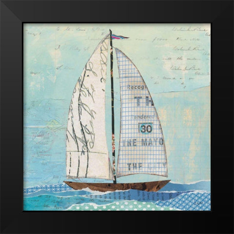 At the Regatta III Sail Sq Black Modern Wood Framed Art Print by Prahl, Courtney