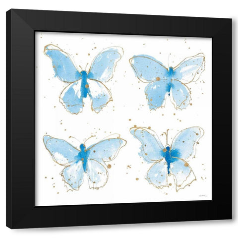 Gilded Butterflies Black Modern Wood Framed Art Print with Double Matting by Novak, Shirley