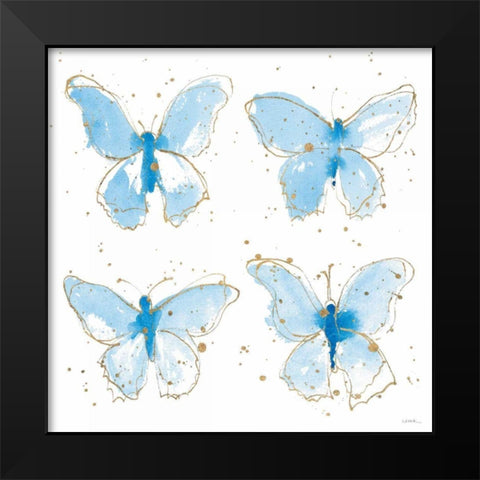 Gilded Butterflies Black Modern Wood Framed Art Print by Novak, Shirley
