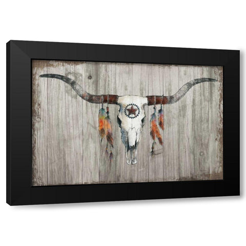 Longhorn on Dark Gray Wood Black Modern Wood Framed Art Print with Double Matting by Tillmon, Avery