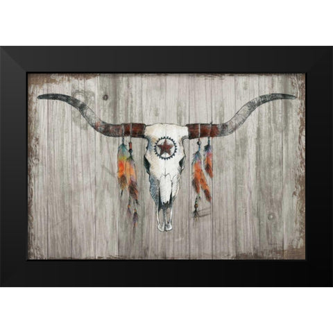 Longhorn on Dark Gray Wood Black Modern Wood Framed Art Print by Tillmon, Avery