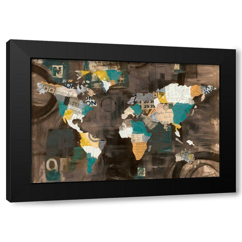 Golden World on Brown Black Modern Wood Framed Art Print by Prahl, Courtney