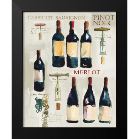 Red Wine Collage on White Black Modern Wood Framed Art Print by Clark, Michael