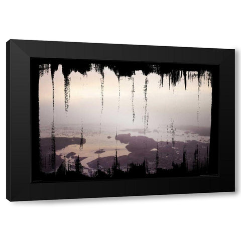 Painted Seaside I on Black Black Modern Wood Framed Art Print with Double Matting by Marshall, Laura