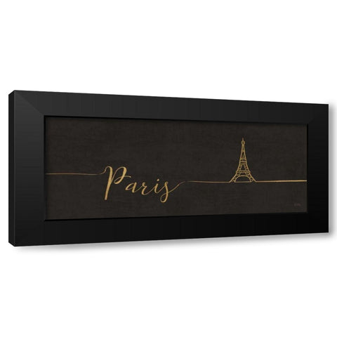 Underlined Cities I Black Black Modern Wood Framed Art Print by Charron, Veronique