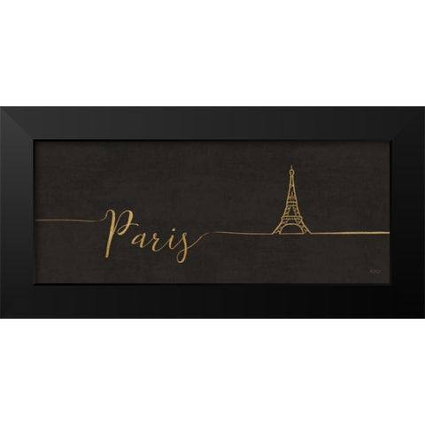 Underlined Cities I Black Black Modern Wood Framed Art Print by Charron, Veronique