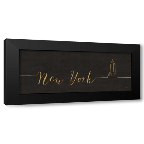 Underlined Cities II Black Black Modern Wood Framed Art Print with Double Matting by Charron, Veronique