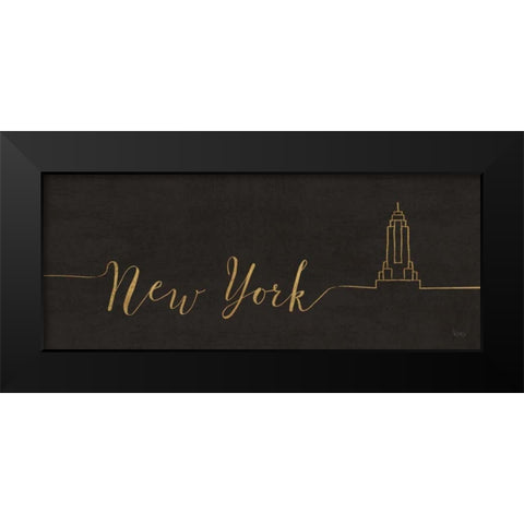 Underlined Cities II Black Black Modern Wood Framed Art Print by Charron, Veronique