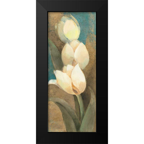 Tulip Trio Panel Black Modern Wood Framed Art Print by Hristova, Albena